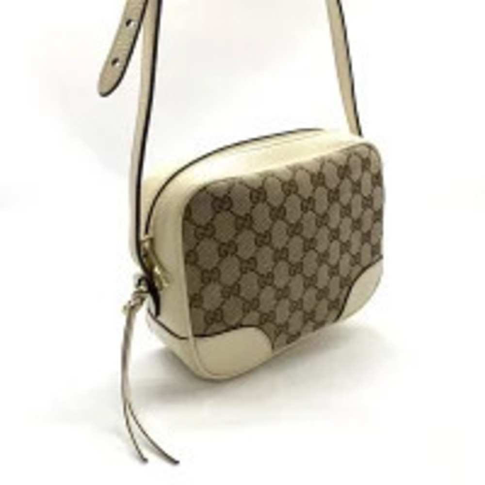 Gucci Brown Crossbody Canvas Shoulder GG White Leather Bag Square Brown White